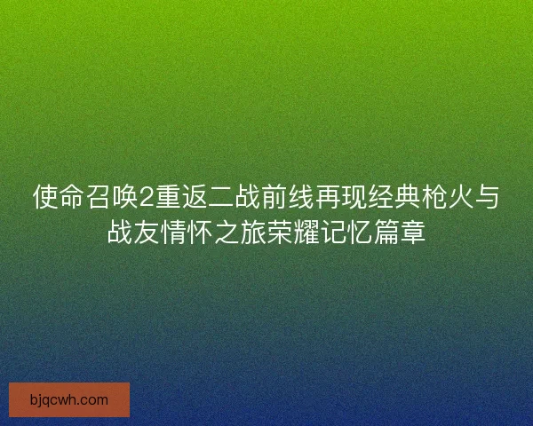 使命召唤2重返二战前线再现经典枪火与战友情怀之旅荣耀记忆篇章